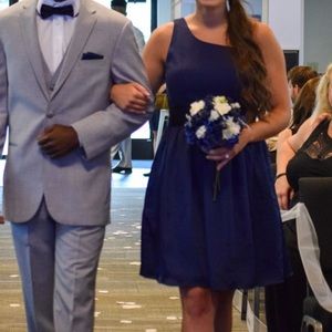 Short One Shoulder Dress with SatinSash Bridesmaid